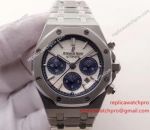 Swiss Fake AP Royal Oak Stainless Steel White Chronograph Face Blue Ring-Dials Watch